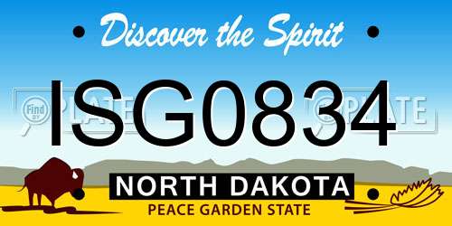 ISG0834 North Dakota License Plate
