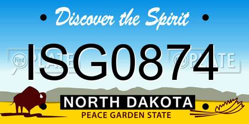 ISG0874 North Dakota License Plate