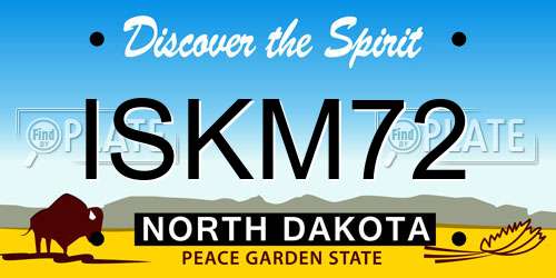 ISKM72 North Dakota License Plate