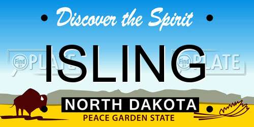 ISLING North Dakota License Plate