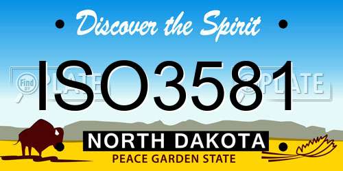 ISO3581 North Dakota License Plate