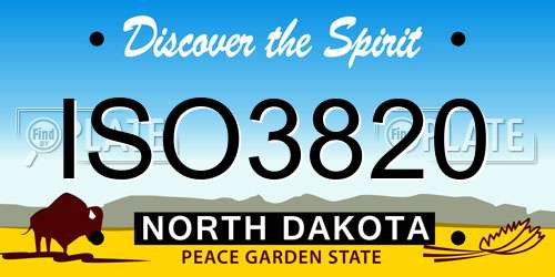 ISO3820 North Dakota License Plate