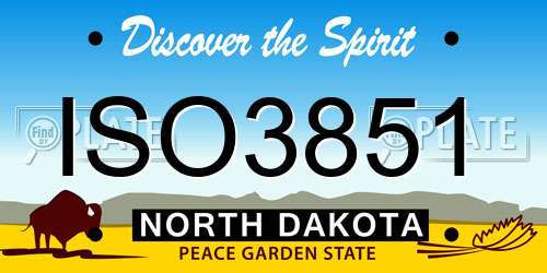 ISO3851 North Dakota License Plate