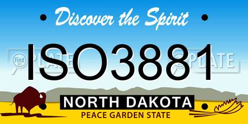 ISO3881 North Dakota License Plate