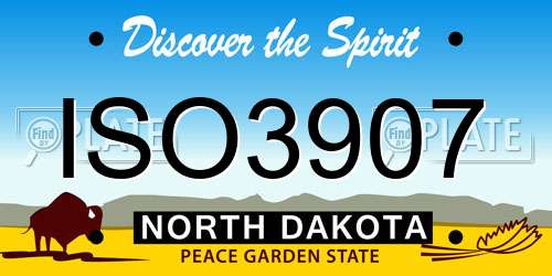 ISO3907 North Dakota License Plate
