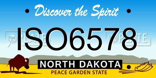 ISO6578 North Dakota License Plate