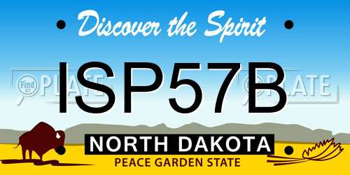 ISP57B North Dakota License Plate
