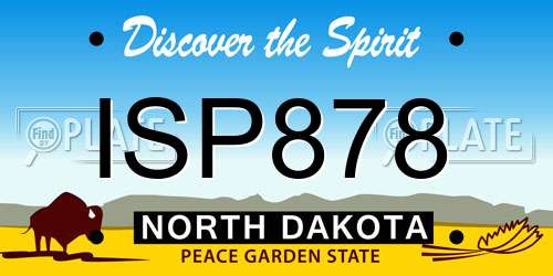 ISP878 North Dakota License Plate