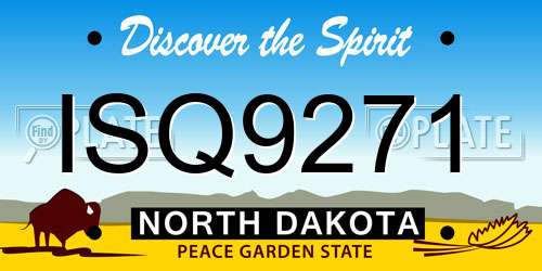 ISQ9271 North Dakota License Plate