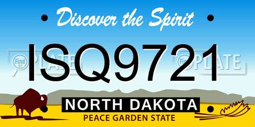 ISQ9721 North Dakota License Plate