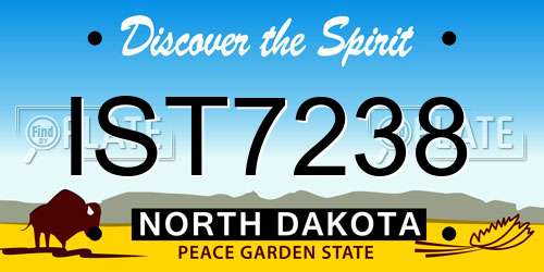 IST7238 North Dakota License Plate