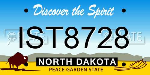 IST8728 North Dakota License Plate