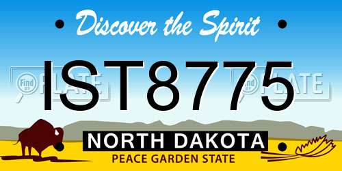 IST8775 North Dakota License Plate