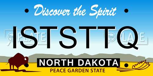 ISTSTTQ North Dakota License Plate