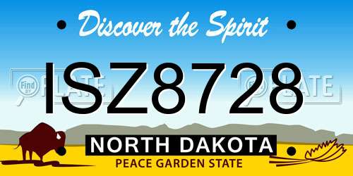 ISZ8728 North Dakota License Plate