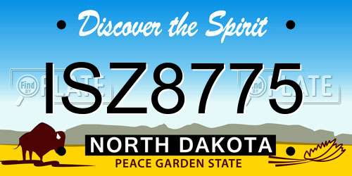 ISZ8775 North Dakota License Plate