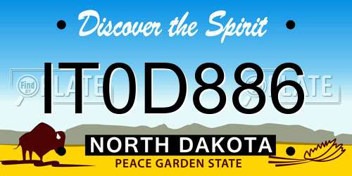 IT0D886 North Dakota License Plate