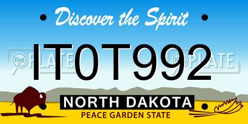 IT0T992 North Dakota License Plate