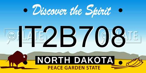 IT2B708 North Dakota License Plate