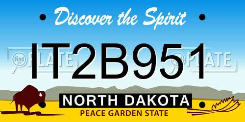 IT2B951 North Dakota License Plate