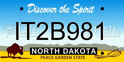 IT2B981 North Dakota License Plate