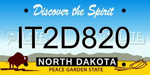IT2D820 North Dakota License Plate