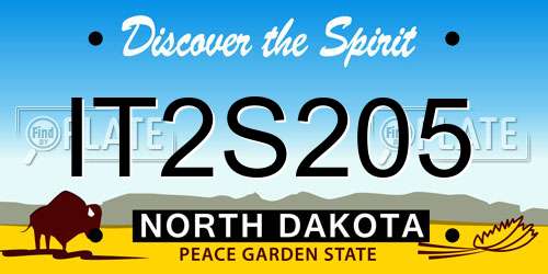 IT2S205 North Dakota License Plate
