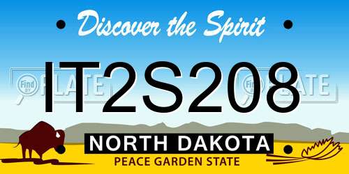 IT2S208 North Dakota License Plate