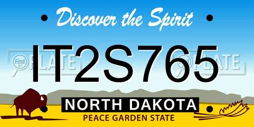 IT2S765 North Dakota License Plate
