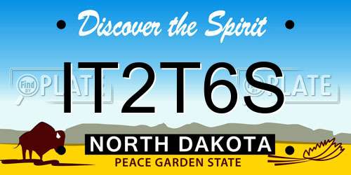 IT2T6S North Dakota License Plate