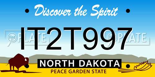 IT2T997 North Dakota License Plate