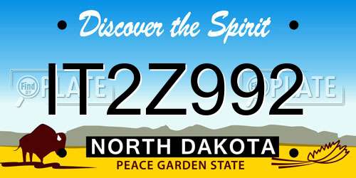 IT2Z992 North Dakota License Plate