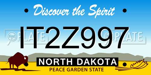 IT2Z997 North Dakota License Plate