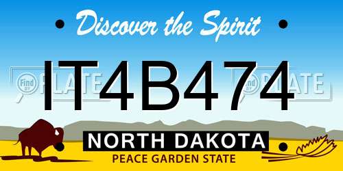 IT4B474 North Dakota License Plate