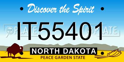 IT55401 North Dakota License Plate