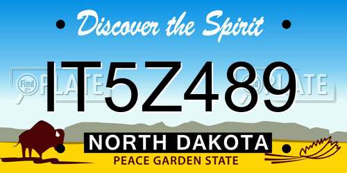 IT5Z489 North Dakota License Plate
