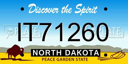 IT71260 North Dakota License Plate