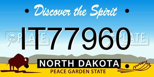 IT77960 North Dakota License Plate