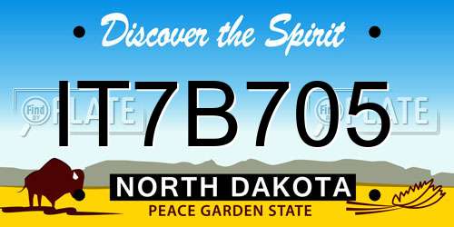 IT7B705 North Dakota License Plate