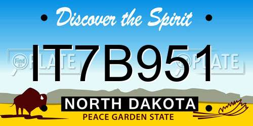 IT7B951 North Dakota License Plate