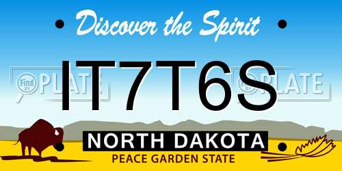 IT7T6S North Dakota License Plate