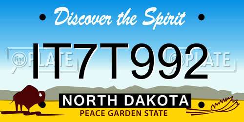 IT7T992 North Dakota License Plate