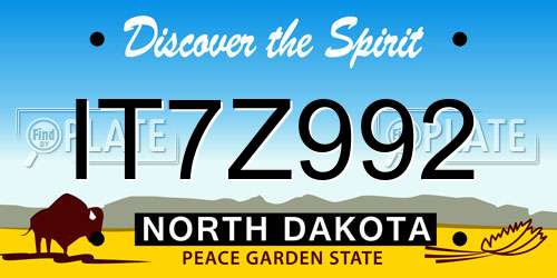 IT7Z992 North Dakota License Plate