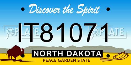 IT81071 North Dakota License Plate