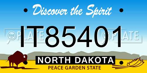IT85401 North Dakota License Plate