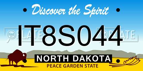 IT8S044 North Dakota License Plate