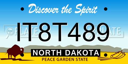 IT8T489 North Dakota License Plate