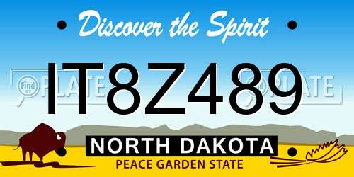 IT8Z489 North Dakota License Plate