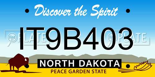 IT9B403 North Dakota License Plate