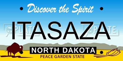 ITASAZA North Dakota License Plate